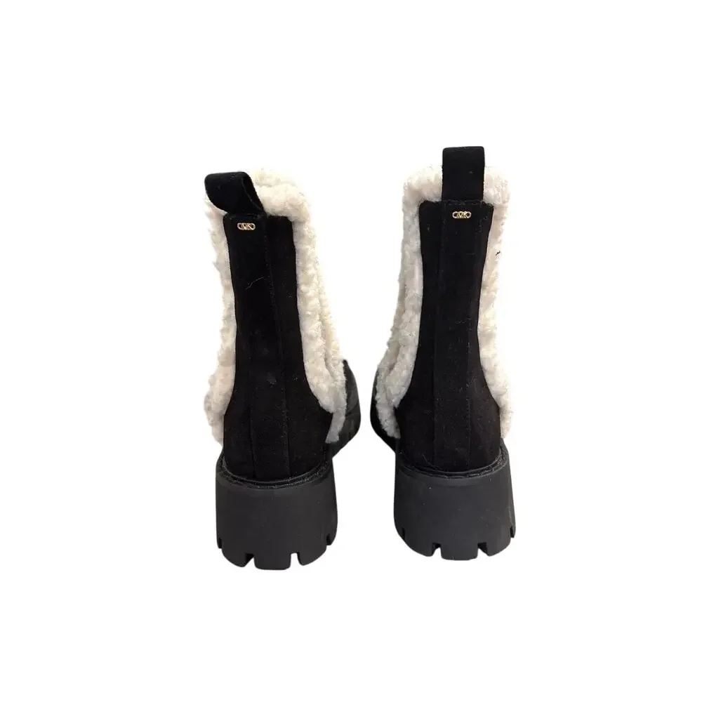 MIchael Kors Black Fur Trimmed Pull On Boots Sz 9